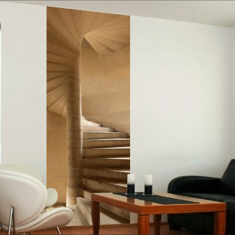 Papier peint intissé décoratif unique - 94 cm X 250 cm - Photo d'escalier de pierre ancienne pour décoration intérieure. (1/2)