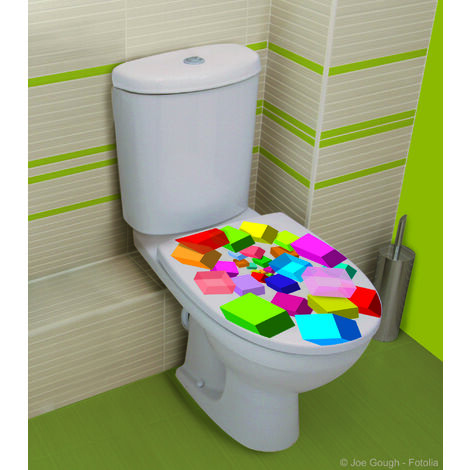Autocollant 3D étanche Pour Abattant De Toilettes - Motif Océan Avec Requin Et Dauphin - Décoration Salle De Bain Amovible Et Résistante