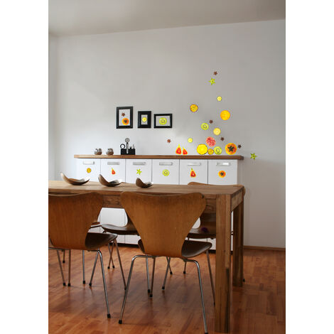 Sticker mural autocollant déco fruits exotiques, 48x68cm - Décorez votre intérieur avec des tranches de fruits exotiques (1/5)