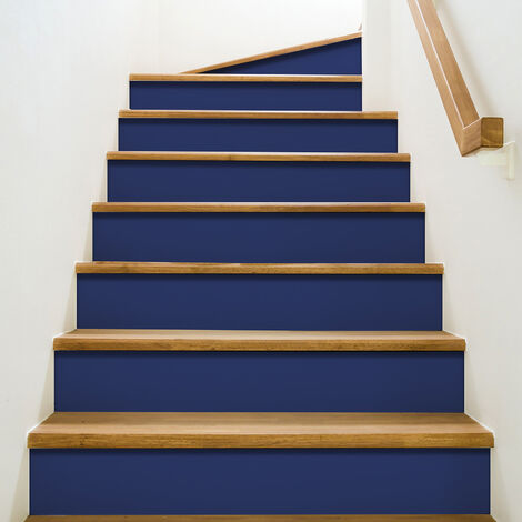 Lot de 3 Contremarches Adhésives Autocollantes Unies Bleu Outremer Profond 19,5 cm x 100 cm - Améliorez l'esthétique de votre maison.