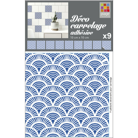 pack de 6 stickers pour carrelage motif art déco bleu