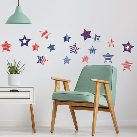 Sticker Autocollant Étoile Américaine 48x68cm - Décoration Drapeau Américain pour Murs et Fenêtres, Décor Intérieur et Extérieur. (1/2)