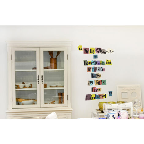 Sticker mural citation rigolote 24 cm X 68 cm, autocollant décoratif avec lettre anonyme pour décoration intérieure. (1/5)
