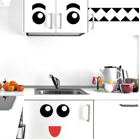 Sticker Autocollant Décoratif Yeux et Bouches Rigolos, 48 cm X 68 cm - Décoration Murale Amusante pour Chambre d'Enfant (1/2)