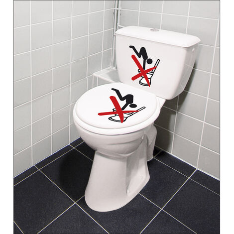 Sticker autocollant décoratif rigolo 48x68cm : Attention aux toilettes (1/4)