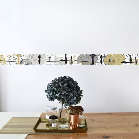Frise adhésive ethnique africaine, 10 cm X 300 cm, déco graphique traditionnelle, décoration murale intérieure