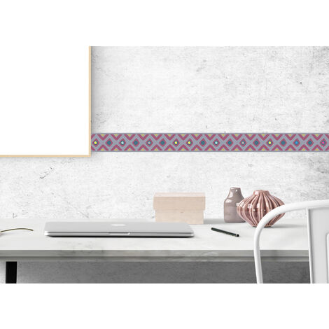 Frise adhésive multicolore motif tribal, 10 cm x 300 cm - Décoration murale