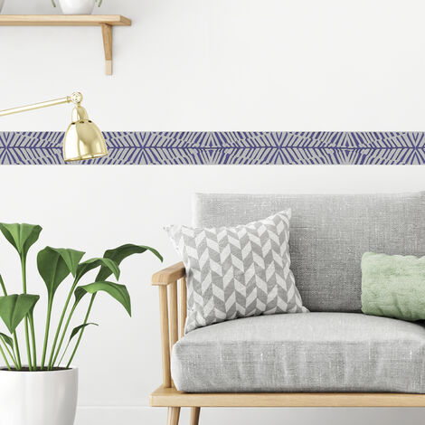 Frise adhésive déco géométrique abstraite, 10 cm X 300 cm, bleu graphique