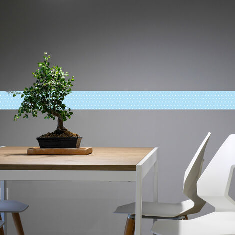 Frise adhésive décorative 15x300cm, points blancs sur fond bleu