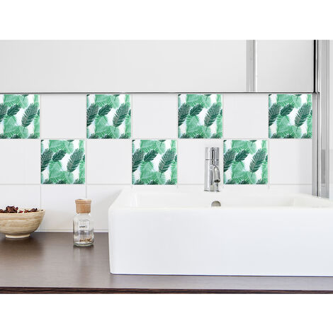 Sticker adhésif déco 15x15cm - Feuilles relief pour homestaging et carrelage - Idéal pour rénover votre intérieur (1/3)