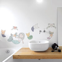 Sticker mural enfant 68x48 cm - Sirène et ses amis marins - Déco murale chambre bébé/enfant - Rigolo & Coloré