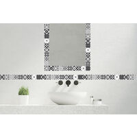 Frise adhésive décorative autocollante 5x300 cm, motif carreaux de ciment style ancien, terretière, décoration murale intérieure.