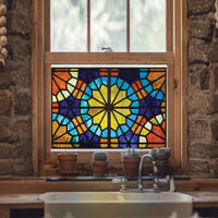 Sticker électrostatique motif Moucharabieh 67 cm x 47 cm – Décor adhésif multicouleur pour vitres – Pose facile et rapide – Sublimez votre intérieur – Plage