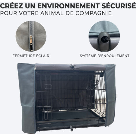 MaxxPet Housse pour cage à chien 78x48x56 cm - Housse de banc - Housse de caisse pour chien - Noir
