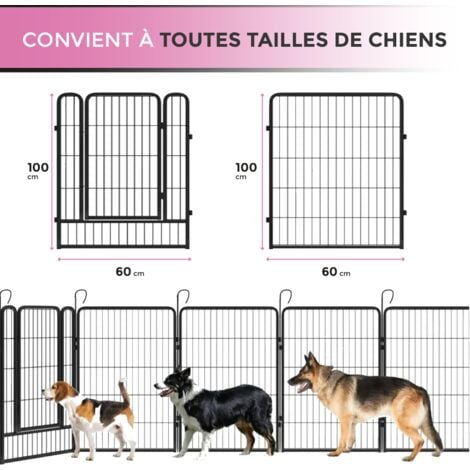 MaxxPet Puppy Run - Banc pour chien - Parc pour chien - Parc pour chiot avec 6 panneaux de chenil - Acier -100 x 60 cm