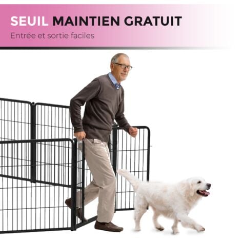MaxxPet Puppy Run - Banc pour chien - Parc pour chien - Parc pour chiot avec 6 panneaux de chenil - Acier -100 x 60 cm