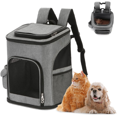 MaxxPet Sac à dos pour Chats et Chiens - Sac à dos pour Chiens - Sac à dos pour Animaux - Sac à dos pour Chats - Sac à dos pour Animaux de Compagnie - 32x26x40cm - Gris