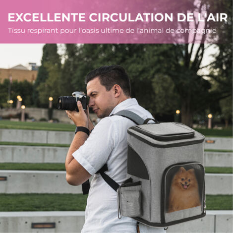 MaxxPet Sac à dos pour Chats et Chiens - Sac à dos pour Chiens - Sac à dos pour Animaux - Sac à dos pour Chats - Sac à dos pour Animaux de Compagnie - 32x26x40cm - Gris