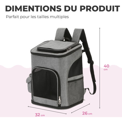 MaxxPet Sac à dos pour Chats et Chiens - Sac à dos pour Chiens - Sac à dos pour Animaux - Sac à dos pour Chats - Sac à dos pour Animaux de Compagnie - 32x26x40cm - Gris