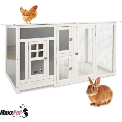 MaxxPet Enclos Lapin - Enclos Pour Petits Animaux - Cage Lapin Intérieur ou Extérieurs - Cage de Rongeurs - Parc Clapier à Lapin - Cage Cochon d'Inde - 154x156x70 cm – Gris