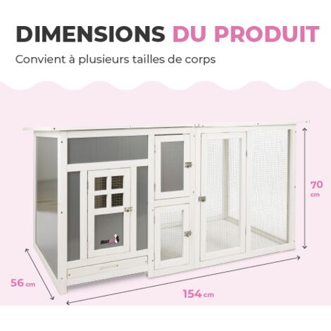 MaxxPet Enclos Lapin - Enclos Pour Petits Animaux - Cage Lapin Intérieur ou Extérieurs - Cage de Rongeurs - Parc Clapier à Lapin - Cage Cochon d'Inde - 154x156x70 cm – Gris