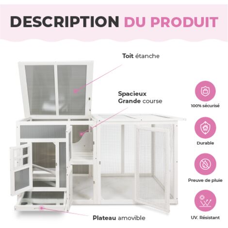 MaxxPet Enclos Lapin - Enclos Pour Petits Animaux - Cage Lapin Intérieur ou Extérieurs - Cage de Rongeurs - Parc Clapier à Lapin - Cage Cochon d'Inde - 154x156x70 cm – Gris