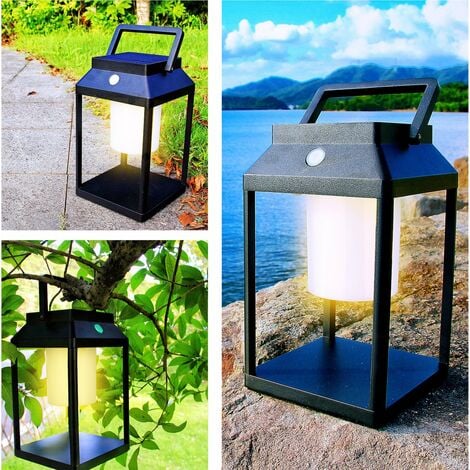 MaxxGarden Lampe solaire pour l'extérieur 15x25 cm - IP54 - Décoration de jardin - Lampe solaire extérieure - Lampe solaire avec détecteur de mouvement - Lampe solaire d'extérieur - Noir