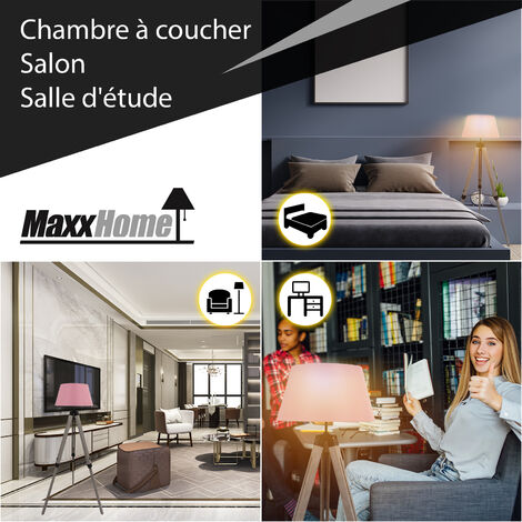 MaxxHome Lampadaire trépied - Lampadaire Lilly - Eclairage d'intérieur - Pied réglable - 145 cm - Rustique - Rouge/Rose