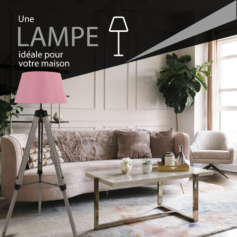 MaxxHome Lampadaire trépied - Lampadaire Lilly - Eclairage d'intérieur - Pied réglable - 145 cm - Rustique - Rouge/Rose