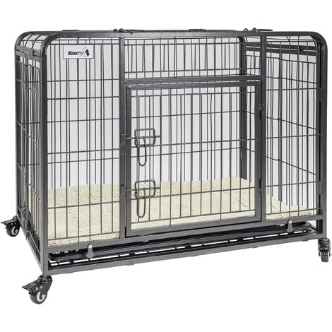 MaxxPet Cage Pour Chien - Cage Pliable en Métal Pour Chien - Cage Transport Chien Xxl - Avec Plaid Luxueux - Convient Pour le Transport - 79x48x61 cm - Gris