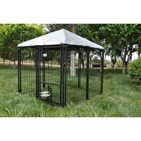 MaxxPet cage pour chien - Chenil avec Toiture - Protection Solaire - 140 x 140 x 140cm - Noir