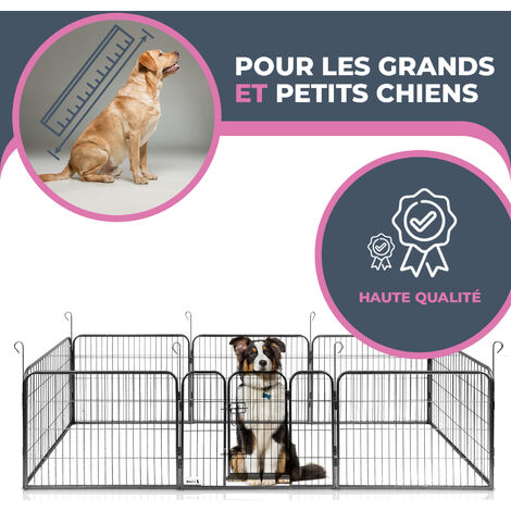 MaxxPet Enclos pour chien 80x100 cm - Modulaire - 8 panneaux - Parc pour chiots - Chenil pour chiens - Puppy Run - Noir