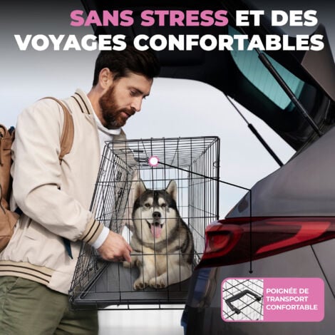 MaxxPet Cage pour Chien 78x47x55 cm - Pliable et transportable - avec Poignées et Plateau - 2 Ouvertures - Noir