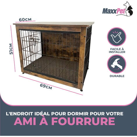 Caisse pour chien en bois MaxxPet - Niche pour chien d'intérieur - Niche -  chenil 
