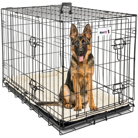 Cage de transport Autobox plastique - Double pour chiens Désignation : Cage  de transport Autobox plastique - Double Profondeur : 85 cm Largeur : Cage  de transport Autobox plastique - Double Hauteur