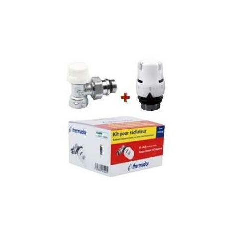 Tête thermostatique Pas de30x1,5 + corps chromé 1/2" (15/21) ÉQUERRE INVERSÉ - Thermador