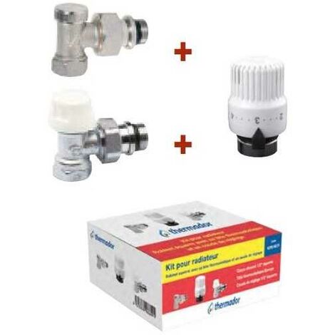 Tête thermostatique 30x1,5 – Corps chromé 3/8'' MF – Douille auto-étanche – Coude réglage nickelé – Compatible radiateurs Thermador