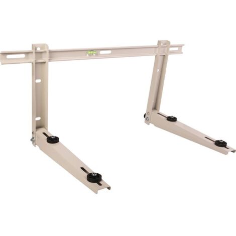 Plombservice – Support mural réglable pour climatiseur mobile – Charge max 150 kg – Installation rapide avec niveau intégré – Anti-corrosion époxy beige