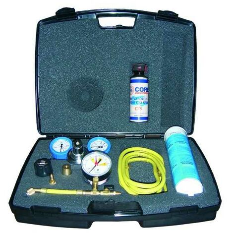 Plombservice – Kit de pressurisation azote avec bouteille 1kg – Détecteur de fuites spray – Réducteur homologué jusqu'à 50 bars – Tuyauterie 900/2500mm