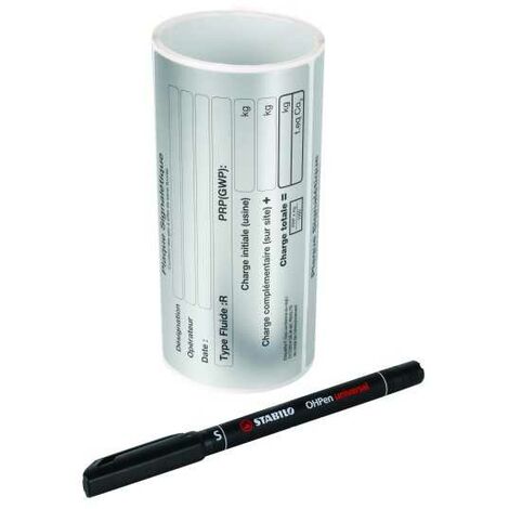 Plombservice – Rouleau de 50 étiquettes adhésives 70x130mm – Attestation de capacité pour climatisation et fluide frigorigène – Utilisation professionnelle