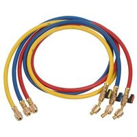 Plombservice – Lot de 3 flexibles de climatisation 150cm – Couleurs bleu, rouge, jaune – Connexions 1/4' – 5/16' – Utilisations R32, R410