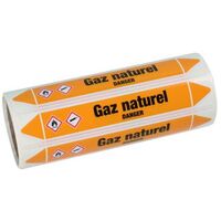 Plombservice – Rouleau de 100 étiquettes gaz naturel 50mm x 25mm – Résistantes à l'eau – Pour marquage installations gaz – Lot de 100 étiquettes