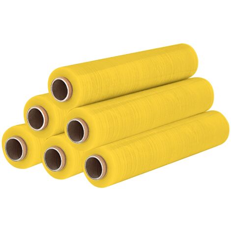 STI Film Estensibile Giallo manuale pellicola 6 rotoli 2.2kg 500mm 30 my micron bobina fascia pallet