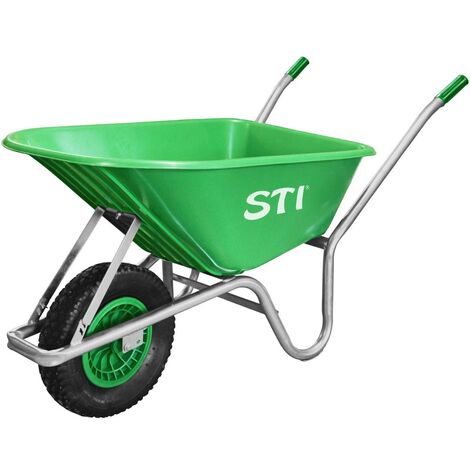 STI Carriola Verde 110lt portata 160kg Acciaio e Vasca in Polipropilene alta resistenza giardino cantiere muratura