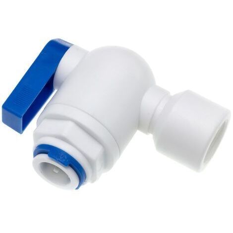 Valvola PVC a Sfera a Gomito IN Filetto 3/8” F – OUT Fast 1/4” F STI