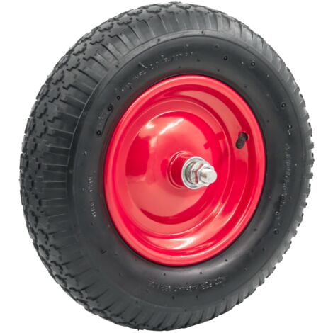STI Ruota 4.8/4.00-8 Ø 390mm Gomma Pneumatica per Carriola compreso asse 150mm x 20mm