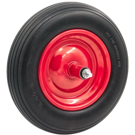 STI Ruota 3.5-8 Ø 360mm Gomma Piena Antiforatura per Carriola compreso asse 210mm x 12mm