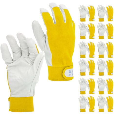STI Guanti da lavoro in Pelle di Vitello e Cotone antinfortunistica meccanica giardino 7 S ( Pacco da 12pz ) (1/2)