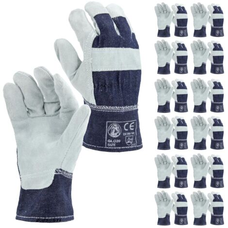 STI Guanti Crosta Bovino e Cotone Antinfortunistica lavoro meccanica 7 S ( Pacco da 12pz )