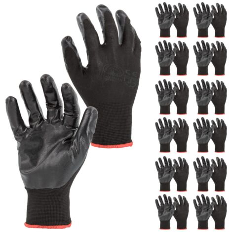 STI Guanti da lavoro Spalmati in Nitrile Nero 9 L ( Pacco da 12pz )